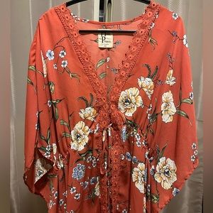 Floral Coral Blouse